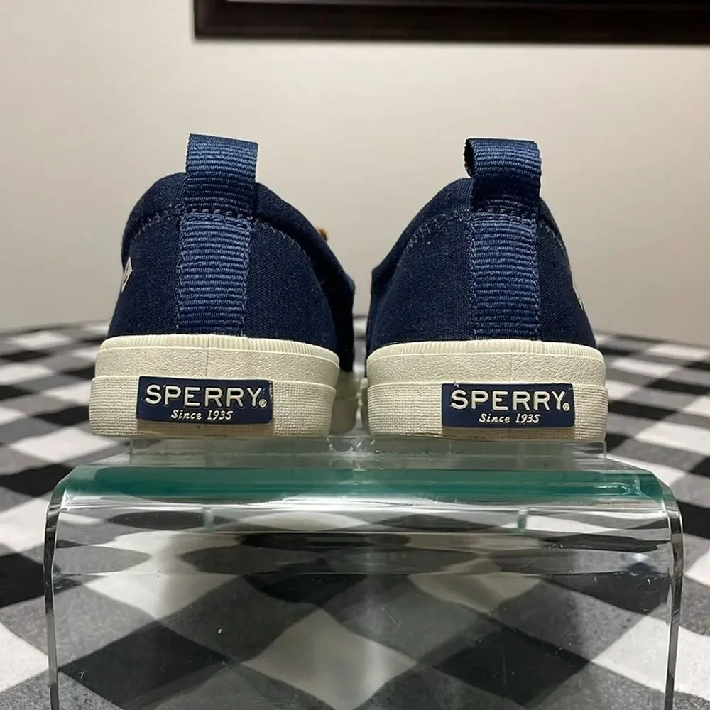 Sperry Women's Crest Vibe Core Navy Blue Fabric Sneaker Shoes Size 7.5 Nautical